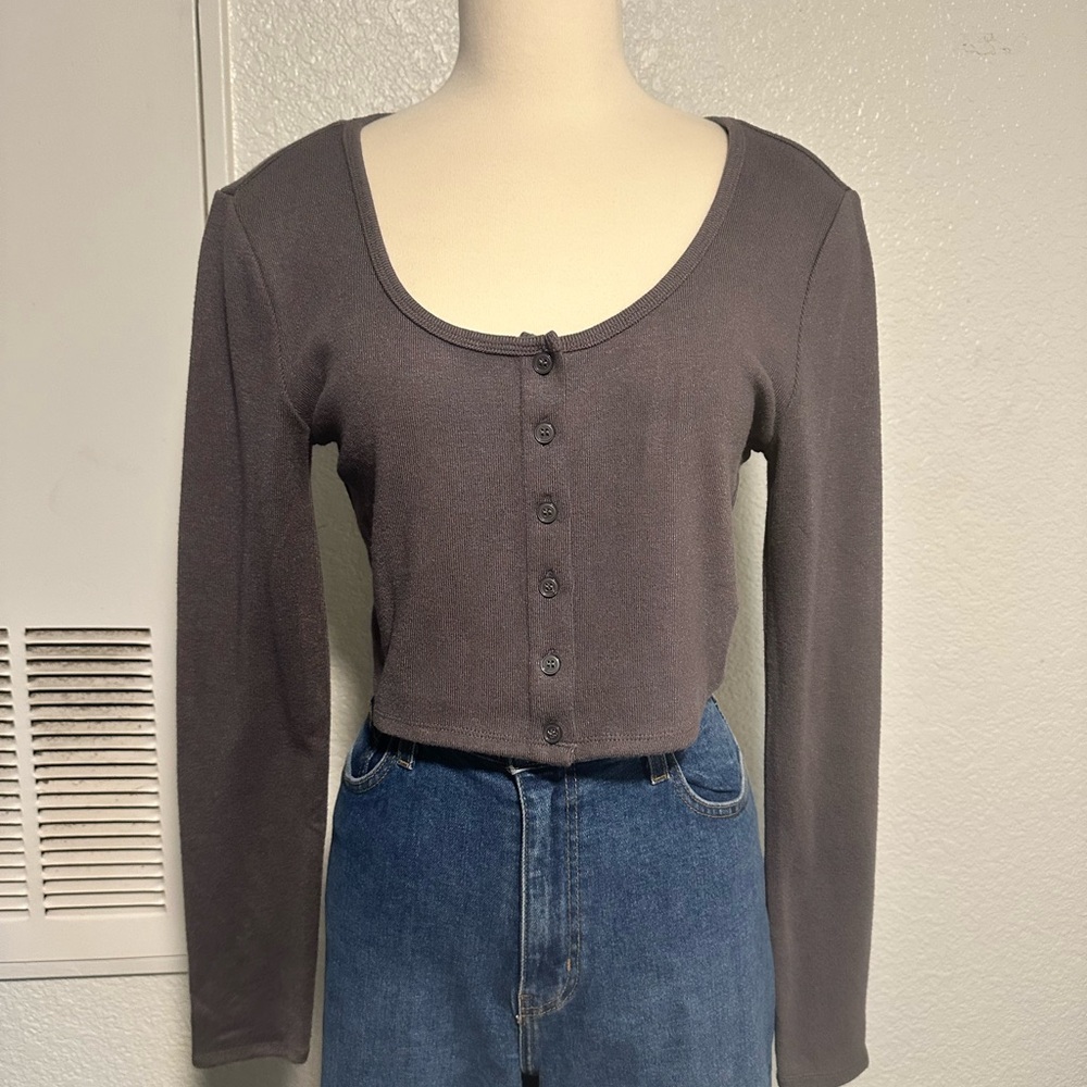 Forever 21 Charcoal Button-Down Women's Top